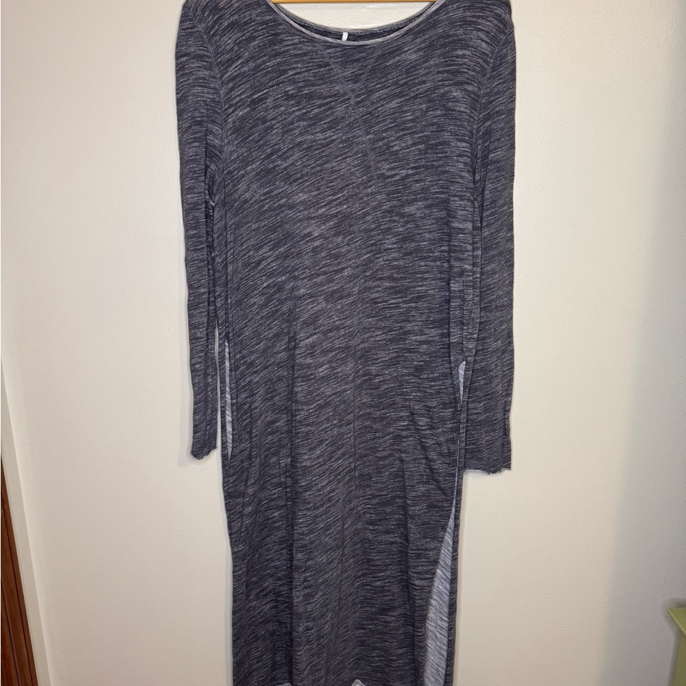 Free People Gray Marled Long Sleeve‎ Dress Side Slits